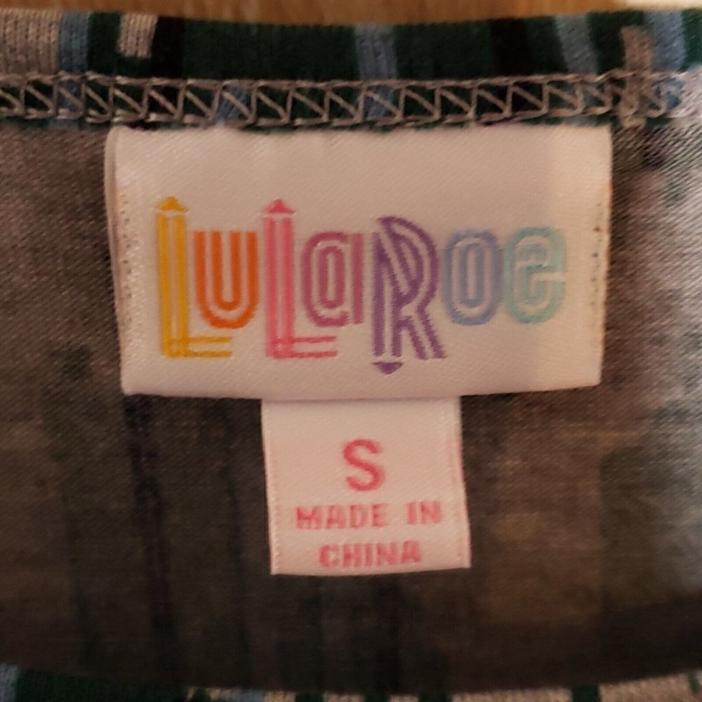 Lularoe Womens Grey Green Geometric Circle High Low Tunic Top Small - Picture 5 of 6